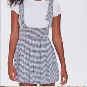 Forever 21 Houndstooth Print Pinafore Skirt Overall Dress. Sz: S
